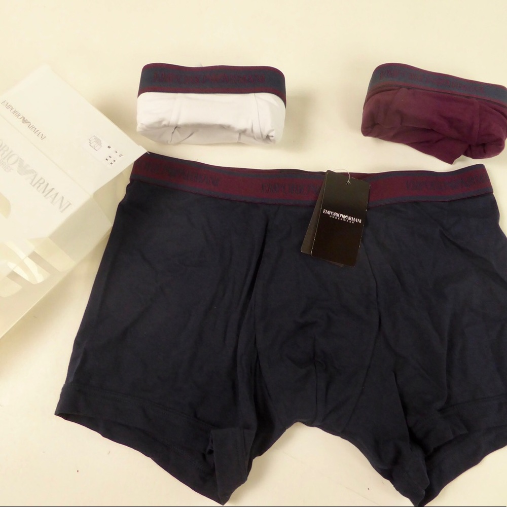 Emporio Armani 3 Pr Boxer Briefs Underwear Cotton Stretch Armani Logo NWT NIB - Picture 6 of 7